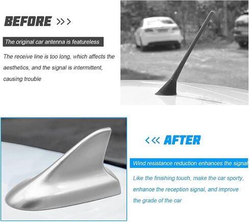 Car Shark Fin Antenna, Top Mounted Vehicle Dummy Roof Aerial, Automotive AM FM Radio Signal Roof Cover Base Replacement Decoration Accessories, Universal for SUV, Sedan, Truck(Silver) in Saudi Arabia