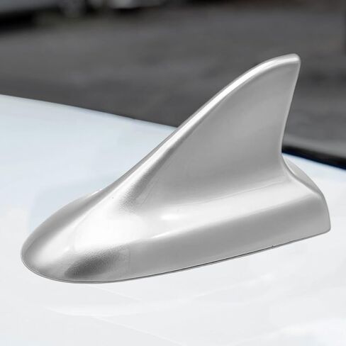 Car Shark Fin Antenna, Top Mounted Vehicle Dummy Roof Aerial, Automotive AM FM Radio Signal Roof Cover Base Replacement Decoration Accessories, Universal for SUV, Sedan, Truck(Silver) in Saudi Arabia