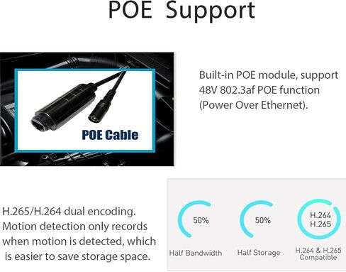 HD 4K 8MP POE IP كاميرا أمان صغيرة ، كاميرا صغيرة داخلية POE IP CAM IP65 مقاومة للماء ، LING LING LENS ، H.265 اكتشاف الحركة (I704-P-HS82) in Kuwait