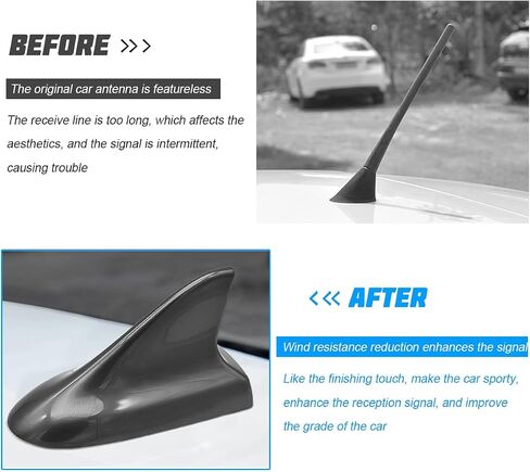 Car Shark Fin Antenna, Top Mounted Vehicle Dummy Roof Aerial, Automotive AM FM Radio Signal Roof Cover Base Replacement Decoration Accessories, Universal for SUV, Sedan, Truck(Silver) in Saudi Arabia