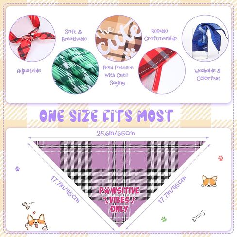 Buryeah 500 Pcs Plaid Dog Bandanas Bulk for Groomers Pet Scarfs Puppies Bibs with Cute Sayings Adjustable Washable Pet Costume Christmas Dog Accessories Grooming Supplies for Small to Large Dogs Cats in Saudi Arabia