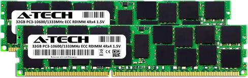 A-Tech 96GB (3x32GB) RAM لـ Dell PowerEdge R320 ، R420 ، R420XR ، R520 ، R620 ، R720 ، R720XD ، R820 ، R920 | DDR3 1333MHz ECC-RDIMM PC3-10600 4RX4 1.5V ECC مسجلة DIMM Server Memory Kit in Kuwait