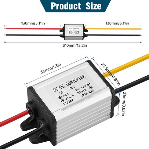 Step-Down DC-DC Converter, 24V/12V to 9V 3A, 27W Voltage stabilizer, 12V Voltage Regulator, 11V-30V to 9V Voltage Converter, Voltage Limiter, Buck Converter, Voltage Converter in Kuwait