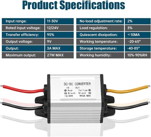 Step-Down DC-DC Converter, 24V/12V to 9V 3A, 27W Voltage stabilizer, 12V Voltage Regulator, 11V-30V to 9V Voltage Converter, Voltage Limiter, Buck Converter, Voltage Converter in Kuwait