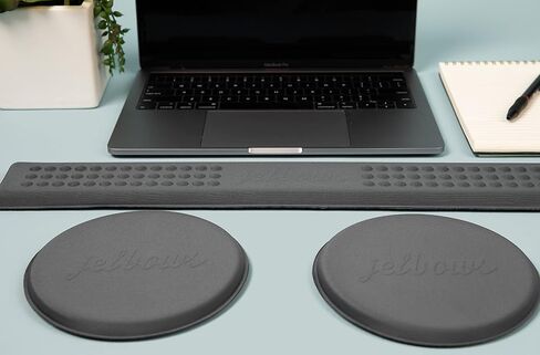 Jelbows Ergonomic Elbow Conbow Pads & Keyboard Wrist Cushion Bundle for Desk (Graphite Fabric) in Saudi Arabia