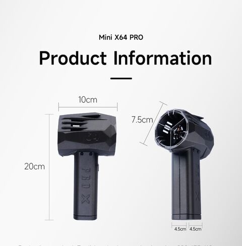 Yoidesu X64 PRO Mini Violent Turbo Fan, Super Powerful Compressed Air Duster Dry Blower, 64mm Duct Fan Brushless Motor Blower, Thrust 1.5kg / s Wind Speed 350km / h, 60W Fast Charging in Saudi Arabia
