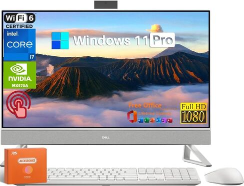 Dell 7730 All-in-One Desktop ، Intel 10-Core 7 150U (حتى 5.4 جيجا هرتز) ، 27 "FHD Touchcreen ، NVIDIA GEFORCE MX570A GDDR6 ، 64 GB RAM ، 2 TB SSD ، WI-FI 6E in Kuwait