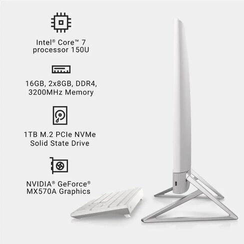 Dell 7730 All-in-One Desktop, Intel 10-Core 7 150U (Up to 5.4GHz), 27" FHD Touchscreen, NVIDIA GeForce MX570A GDDR6, 64 GB RAM, 2 TB SSD, Wi-Fi 6E, Win 11 Pro & Office Pro Lifetime, w/Accessories in Saudi Arabia