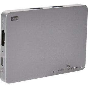 H4 Laptop Screen Extension - 8 in 1 HUB with Dual HDMI Extended, 2 HDMI(4K @60Hz),3 USB A&C 3.0 Ports Hub for Dell/HP/Lenovo