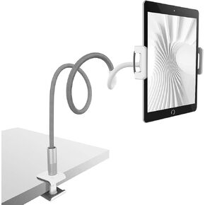 حامل اللوحات اللوحي Lamicall -goseneck - حامل قرص مرن للذراع المتوافق مع iPad mini ، Pro ، Air ، Switch ، Tabs Galaxy ، أكثر من 4.7-10.5 " - بالأبيض والأسود