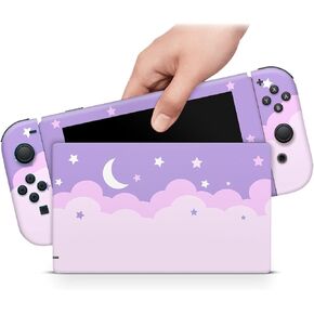 Zoomhitskins OLED Switch Skin ، متوافق مع التفاف الجلد OLED ، السحابة Pastels Moon Star Purple Cute Kawaii ، 3M فينيل لدائم وتناسب ، مصنوع في الولايات المتحدة الأمريكية