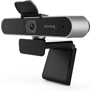 Webcam with 1080p Wide Angle Autofocus Streaming,Privacy Cover, Noise-Reduction Microphone and Auto Light Correction Web Camera for Video Calling/Recording, Desktop/Laptop/Mac