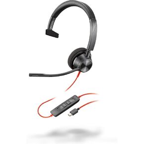 Poly Blackwire 3310 Monaural USB-C Headset +USBC/A Adapter