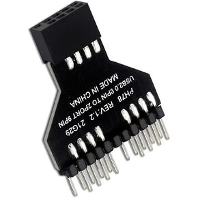 Interface Expansion Card Adapter, USB 2.0 9Pin to Dual 9-Pin Front Panel Plug-in Adapter for Motherboard