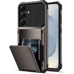 COOYA for Samsung Galaxy S25 Case Wallet 5 Credit Card Holder ID Slot Flip Cover Wallet Case Back Pocket Protective Hard Rubber Bumper Armor Non-Slip for Samsung Galaxy S25 5G 6.2 inches Navy Blue