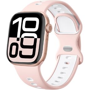 GEAK Two Color Design Compatible with Apple Watch Band for Men 49mm 46mm 45mm 44mm 42mm iWatch Ultra 2 SE Series 10 9 8 7 6 5 4 3 2 1 Women,Breathable Sport Silicone Strap for iWatch Bands for Men