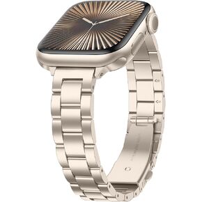 Anlinser Bands Compatible with Apple Watch Band 42mm 41mm 40mm 38mm, Women Slim Stainless Steel Metal Strap for iWatch Series 10 9 8 7 6 5 4 3 2 1 SE (Rose Gold)