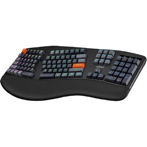 EasyTouch 1500 Ergonomic Mechanical Keyboard with Cherry Red Switches Wired Wireless Bluetooth RGB Illuminated Multi OS for Mac VIA Programmable with Copilot AI Hotkey