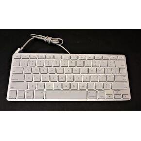 Apple A1242 78 Key USB Wired Mini Slim Keyboard w/ USB Ports - White (Renewed)