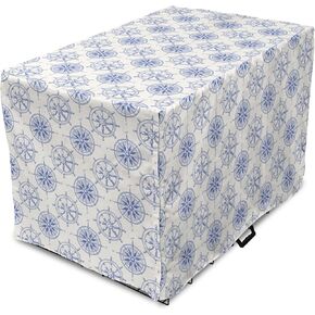 Ambesonne Abstract Geometry Dog Crate Cover, Style Motifs in Squares Rhythmic Arrangement, Easy to Use Pet Kennel Cover for Small Dogs Puppies Kittens, 18 Inch, Blue White in Kuwait