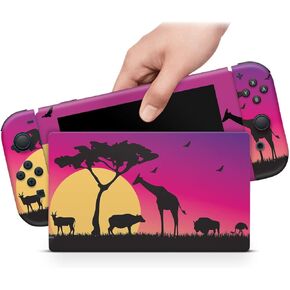 ZOOMHITSKINS Compatible with Switch Skin Cover Safari Africa Zoo Nature Jungle Animal Lion Elephant Giraffe King 3M Vinyl Decal Sticker Wrap, Made in The USA