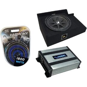 Ammarony Audio متوافق مع 1999-2006 Chevy Silverado Extended CAB Truck Kicker Bundle Comp C12 Single 12 Sub Box lebromge & Harmony HA-A400.1 AMP