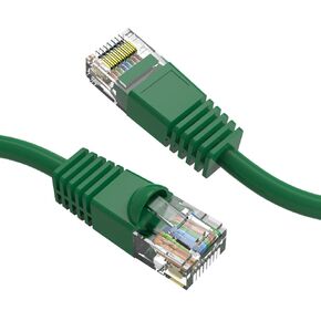 Cat5e Green Copper Ethernet Patch Cable, Snagless/Molded Boot, POE Compliant, 1 Feet