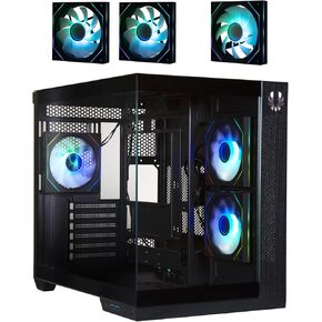 BitFenix Triton Dual Chamber PC Gaming ATX Case Black-Panoramic Tempered Glass–3xInfinity Mirroring ARGB Fans(2X Reverse)-360mm AIO/GPU 420mm Support