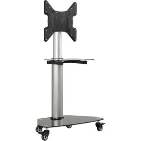Tripp Lite Mobile TV Stand with Mount, for LED/OLED/LCD Flat Screen Monitors, 60" – 100" Televisions, Shelf & Locking Wheels, Silver, 5-Year Warranty (DMCS60100XX)