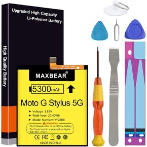 MAXBEAR Moto G Stylus 5G Battery, (Upgraded) 5300mAh 3.85V Li-Polymer Replacement Battery for Motorola Moto G Stylus 5G 2021 MD50 XT2131 with Repair Tool Kit