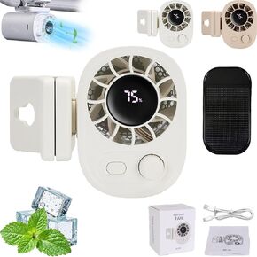 مقطع سيارة على المروحة مع شاشة LED ، مقطع سيارة 360 درجة على المروحة مع شاشة LED ، ومراوح تبريد شخصية قابلة لإعادة الشحن USB ، 100 سرعات قابلة للتعديل ، بطارية 1800 مللي أمبير في الساعة ، للتبريد الصيفي الفوري (البيج)