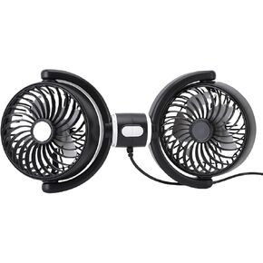 aqxreight USB Car Cooling Fans for Backseat Dual Head Vehicle Fan with 360 Degree Rotation Electric Air Circulation Fan for Rear Seat Passengers and Pets Compatible with Most Car USB Ports