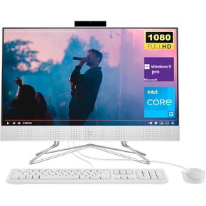 HP All-in-One Desktop, 23.8" FHD IPS Display, Intel Core i3-1115G4 Processor, 16GB RAM 512GB PCIe SSD, Wi-Fi, Bluetooth, Webcam, White Wired Keyboard & Mouse, Windows 11 Pro, Snow White