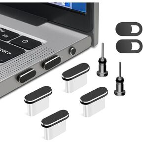 USB C Dust Plug and Headphone Plugs for Laptop Phone Port Protection Anti Dust Cover, MacBook Accessories Compatible with MacBook Pro/Air (Black)