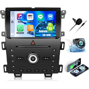 CAMECHO [4G+64G] Android 13 Car Stereo for Ford Edge 2011-2015, 9" IPS 1280 * 720P Touch Screen Car Radio with Carplay Android Auto Bluetooth DSP/GPS WiFi 32EQ + AHD Backup Camera