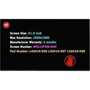 21.5" Replacement MV215FHM N40 for HP 22-DF0003W 22-DF0013W 22-DF0033W 22-DF0120M L03400-J53 L75153-351 LCD Non-Touch Screen Display Panel (Non-Touch)