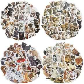 300 Pieces,Pets Stickers for Kids and Adults, Peeking Cats and Dogs Design, for Mobile Phone Laptop, Cup，Water Bottle, Scrapbook，It is Also an Interesting Children's Sticker.