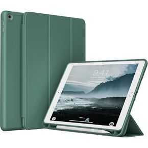 Case for iPad 9th/8th/7th Generation 10.2 Inch (2021/2020/2019) with Pencil Holder, Slim Trifold Stand Smart Case with Soft TPU Back, Auto Wake/Sleep, Light Pink