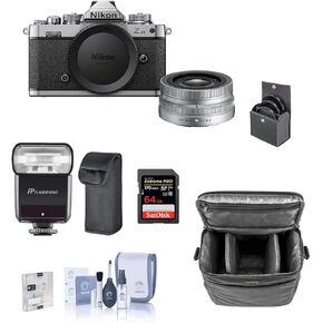 Nikon Z fc DX-Format Mirrorless Camera with 16-50mm Lens Bundle with Flashpoint Zoom-Mini TTL R2 Flash, 64GB SD Card, Bag, Screen Protector, Filter Kit, Cleaning Kit