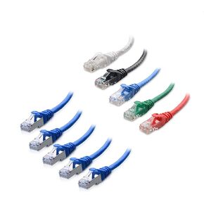 Cable Matters 5-Color Combo Snagless Short Cat6 Ethernet Cable (Cat6 Cable, Cat 6 Cable) 5 ft & 5-Pack Cat6A (SSTP, SFTP) Shielded Ethernet Cable in Blue