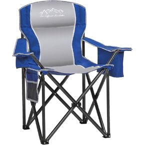 Heavy Duty Folding Camping Chair with Cooler Bag, Cup Holder, Storage Pocket, 450lbs Capacity with Large Anti-Sink Feet, Portable Padded Chair for Camping, Beach, Fishing, Sports, Red
