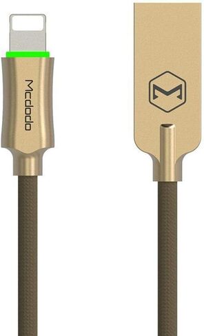 Mcdodo Smart LED 6FT/1.8M Auto Disconnect iPhone Nylon Braided Sync Charge USB Data Cable Compatible Phone 14/13/12/11 Pro max in Saudi Arabia