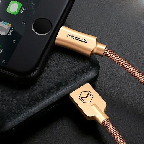 Mcdodo Smart LED 6FT/1.8M Auto Disconnect iPhone Nylon Braided Sync Charge USB Data Cable Compatible Phone 14/13/12/11 Pro max in Saudi Arabia