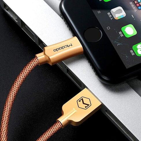 Mcdodo Smart LED 6FT/1.8M Auto Disconnect iPhone Nylon Braided Sync Charge USB Data Cable Compatible Phone 14/13/12/11 Pro max in Saudi Arabia