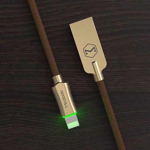 Mcdodo Smart LED 6FT/1.8M Auto Disconnect iPhone Nylon Braided Sync Charge USB Data Cable Compatible Phone 14/13/12/11 Pro max in Saudi Arabia