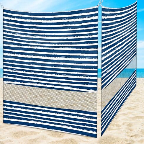 2 PCS 6 × 6 بوصة شاطئ كابانا جانبية مع جيوب رملية ، ملجأ شاطئ محمول مقاوم للماء ، يسهل إعداد المظلة ، الظل مع حماية UPF أكثر من UV لأصدقاء العائلة للأطفال (شرائط بحار) in Kuwait