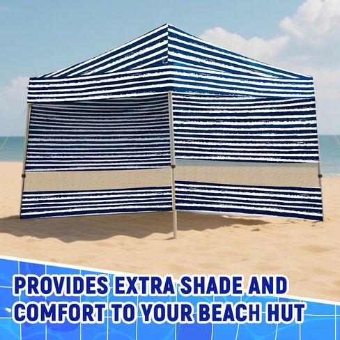 2 PCS 6 × 6 بوصة شاطئ كابانا جانبية مع جيوب رملية ، ملجأ شاطئ محمول مقاوم للماء ، يسهل إعداد المظلة ، الظل مع حماية UPF أكثر من UV لأصدقاء العائلة للأطفال (شرائط بحار) in Kuwait