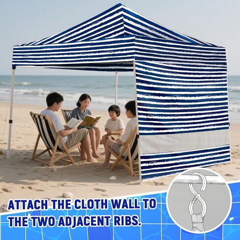 2 PCS 6 × 6 بوصة شاطئ كابانا جانبية مع جيوب رملية ، ملجأ شاطئ محمول مقاوم للماء ، يسهل إعداد المظلة ، الظل مع حماية UPF أكثر من UV لأصدقاء العائلة للأطفال (شرائط بحار) in Kuwait