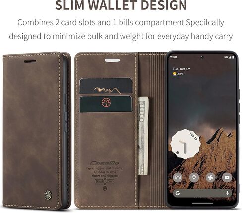 Kowauri for Google Pixel 9a Case, Leather Wallet Case Classic Design with Card Holder Slot and Magnetic Closure Flip Fold Shockproof Durable Protective Phone Case for Google Pixel 9a (Coffee) in Saudi Arabia