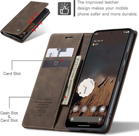 Kowauri for Google Pixel 9a Case, Leather Wallet Case Classic Design with Card Holder Slot and Magnetic Closure Flip Fold Shockproof Durable Protective Phone Case for Google Pixel 9a (Coffee) in Saudi Arabia